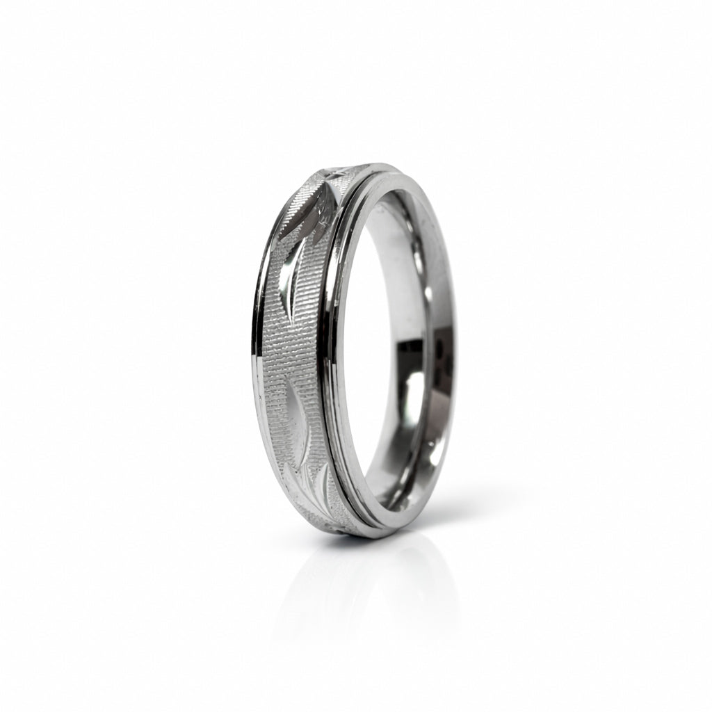 Men’s Rotating Engraved Silver Spinner Ring