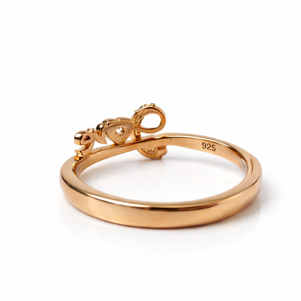 Rose Gold Love Adjustable Silver Ring