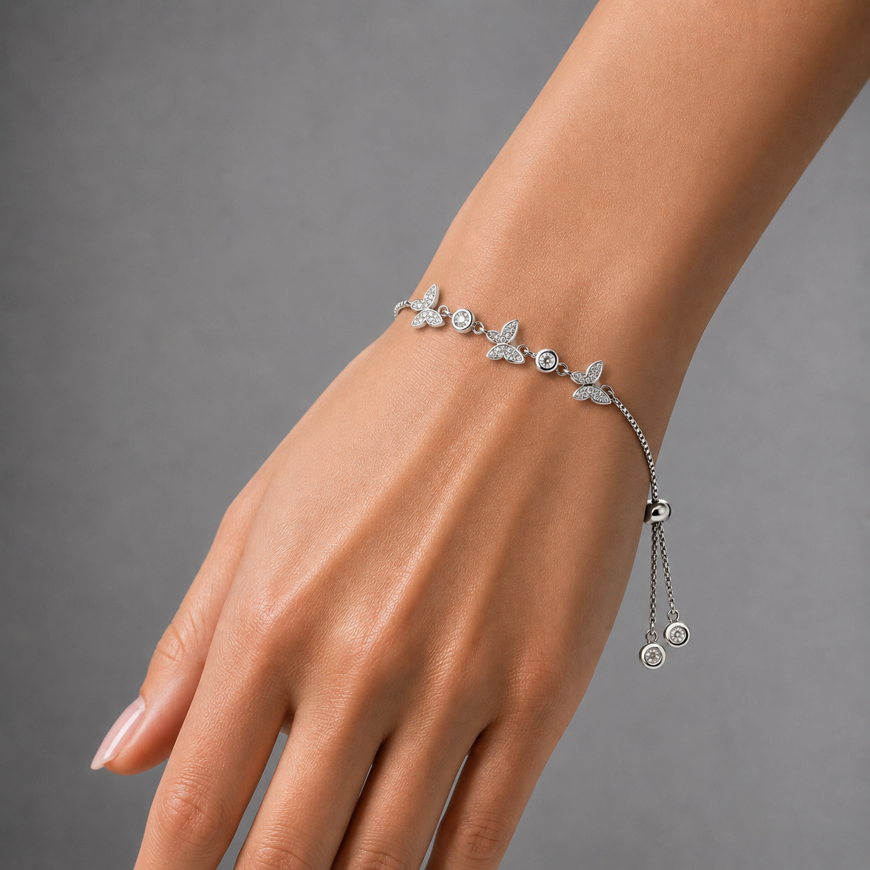 Butterfly Sparkle Silver Bracelet