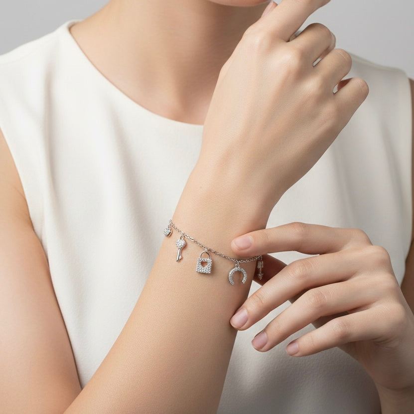 Charm Locks Silver Bracelet
