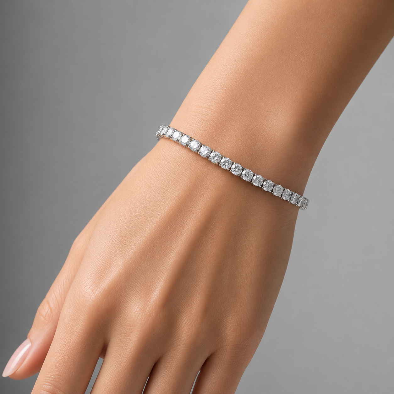 Classic Stretchable Tennis Silver Bracelet