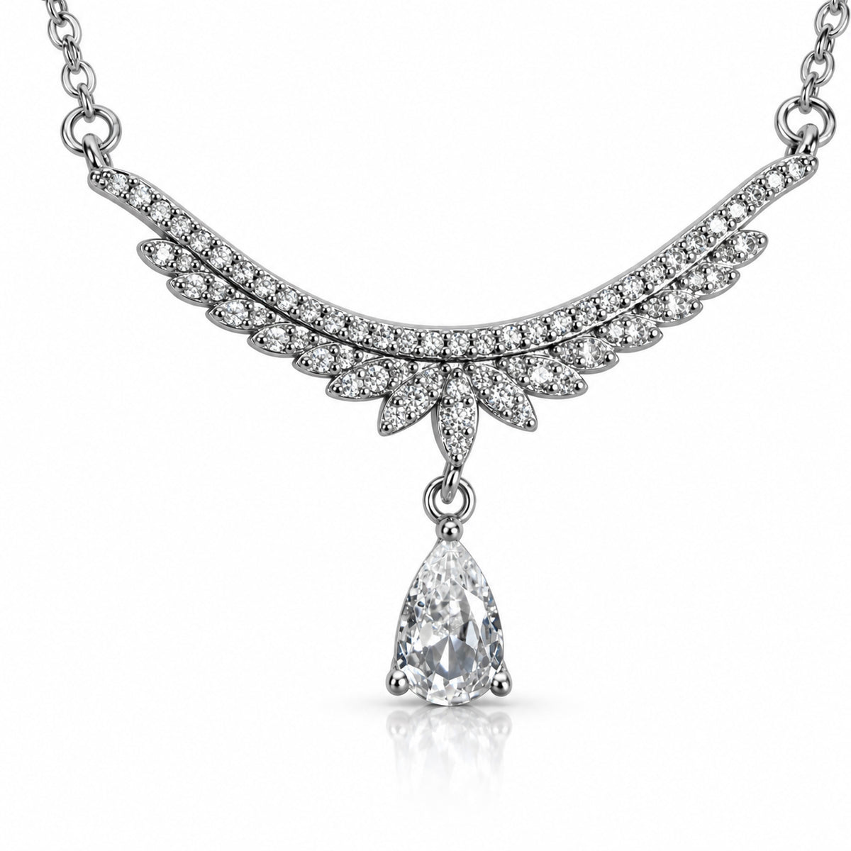 Sparkle Wing Pear Drop Necklace