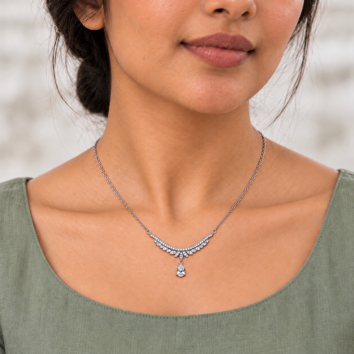 Sparkle Wing Pear Drop Necklace