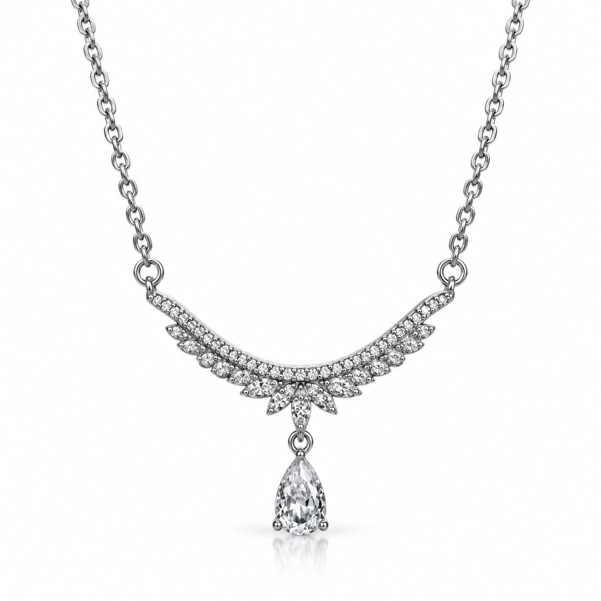 Sparkle Wing Pear Drop Necklace