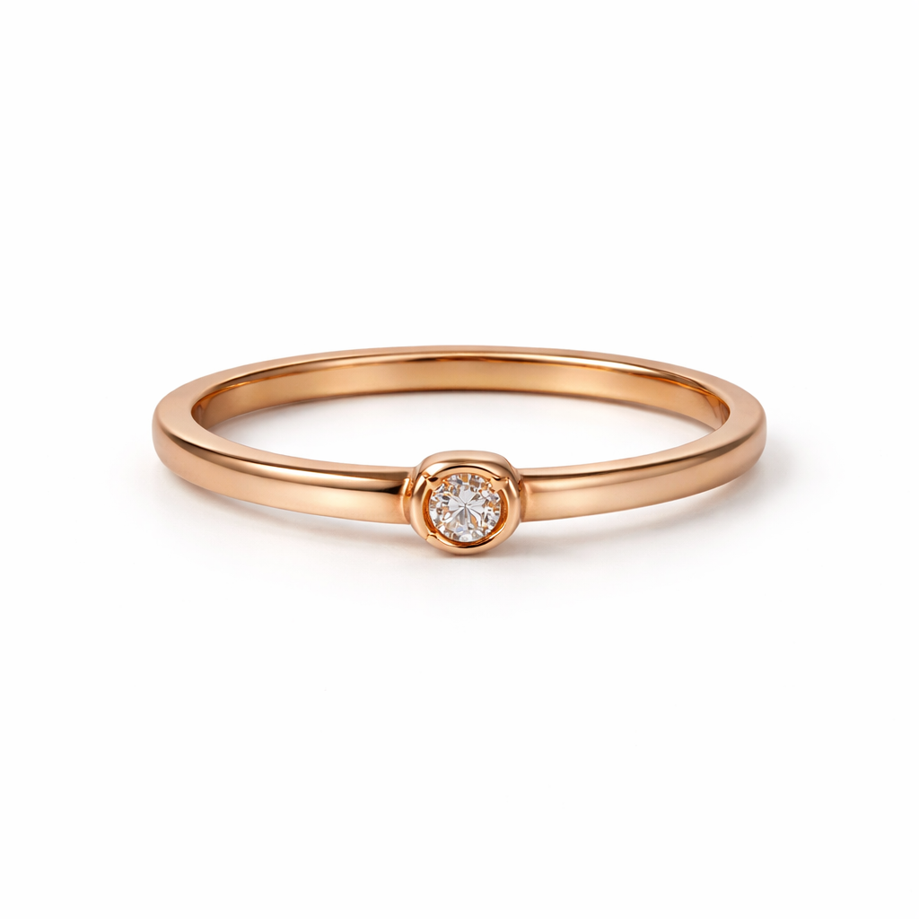 Elegant Adjustable Solitaire Rose Gold Plated Silver Ring
