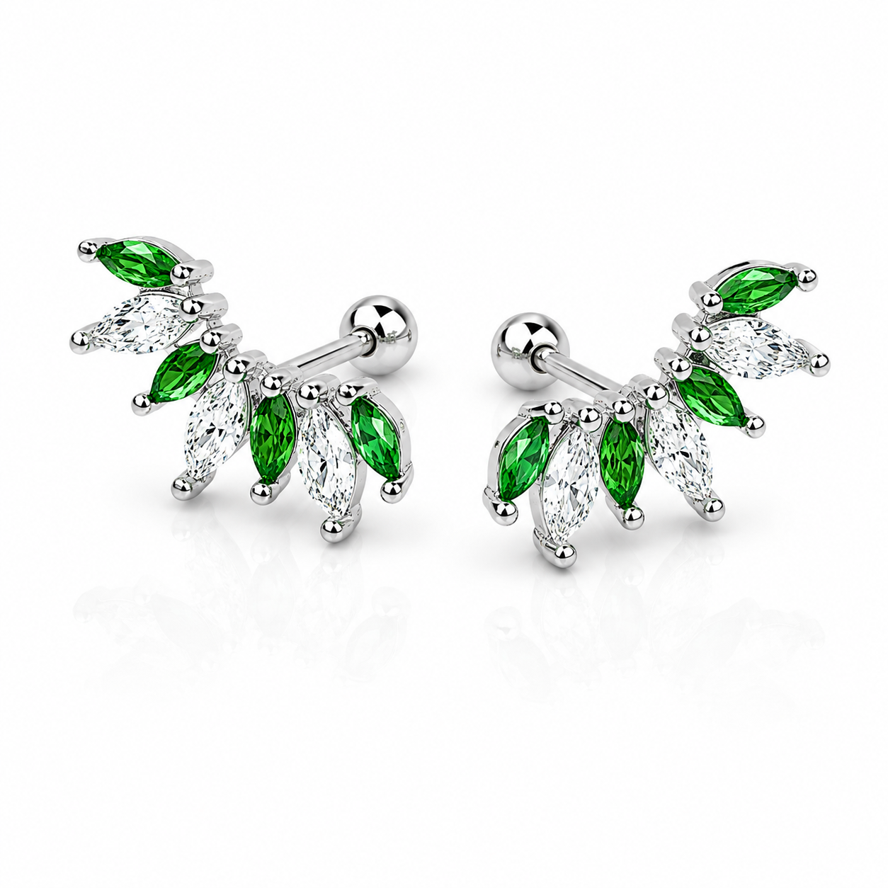 Green Leaf Ear Climber Earrings