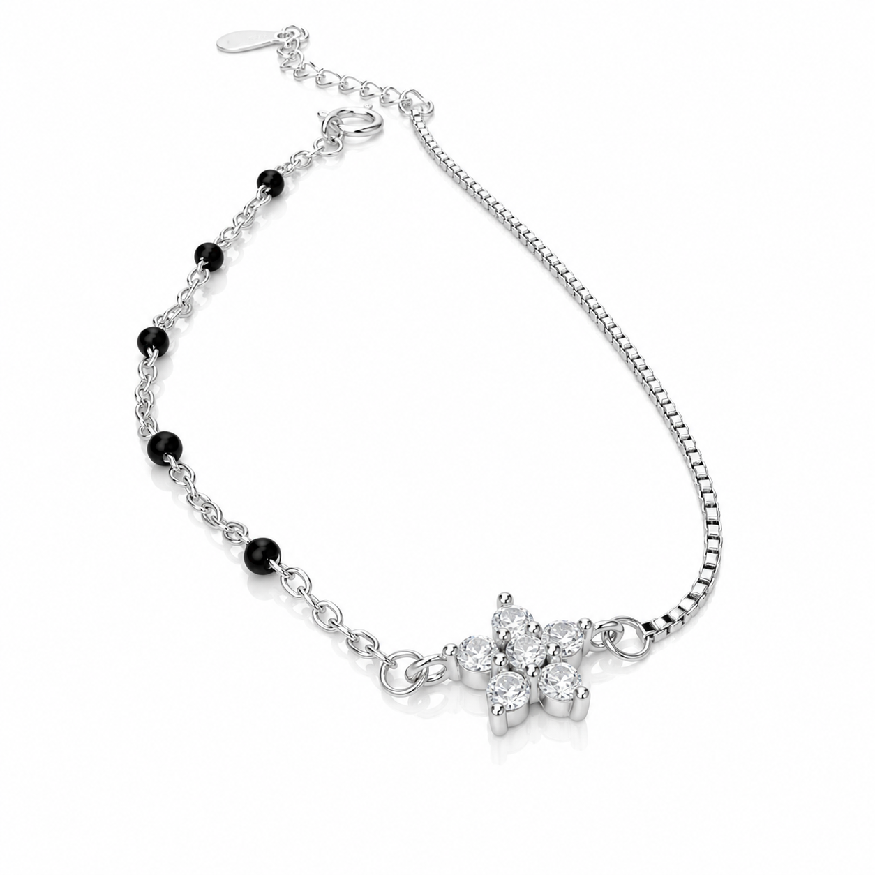 Floral Sparkle Silver Bracelet