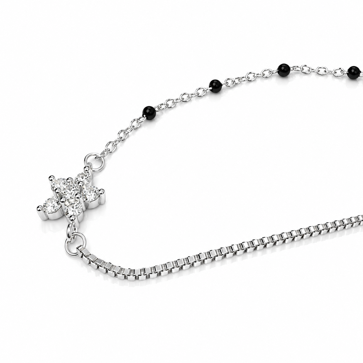 Floral Sparkle Silver Bracelet