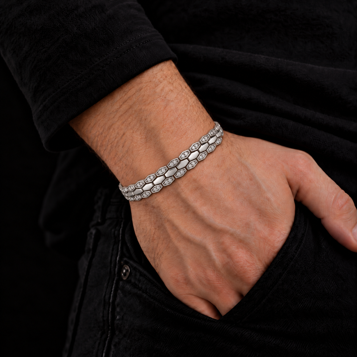 Hexagon Link Stone Bracelet