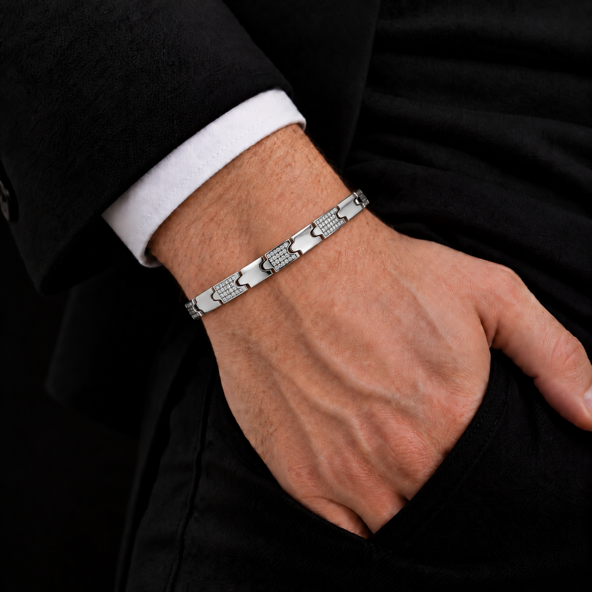 Interlocking Link Stone Bracelet