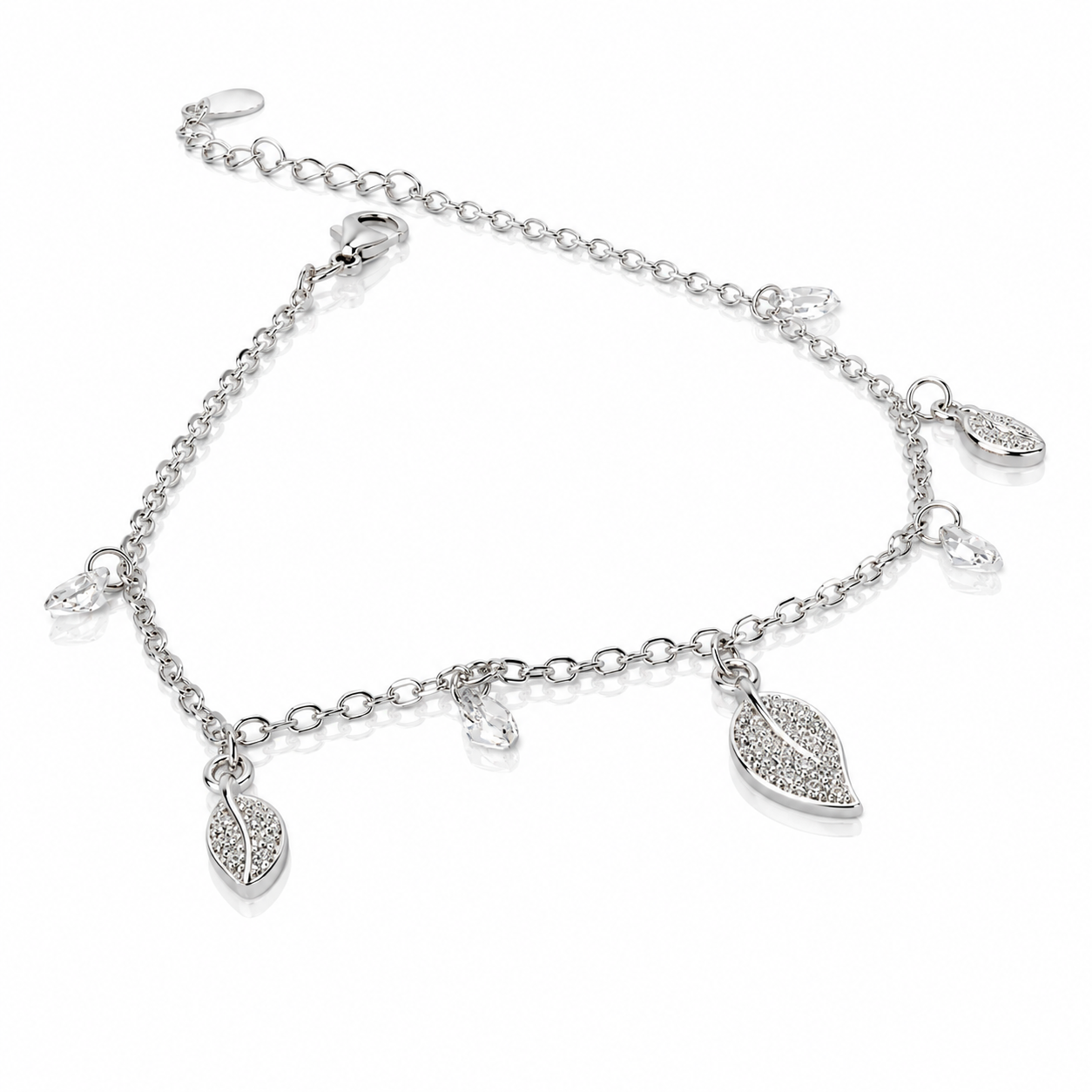 Leaf Charm Silver Bracelet