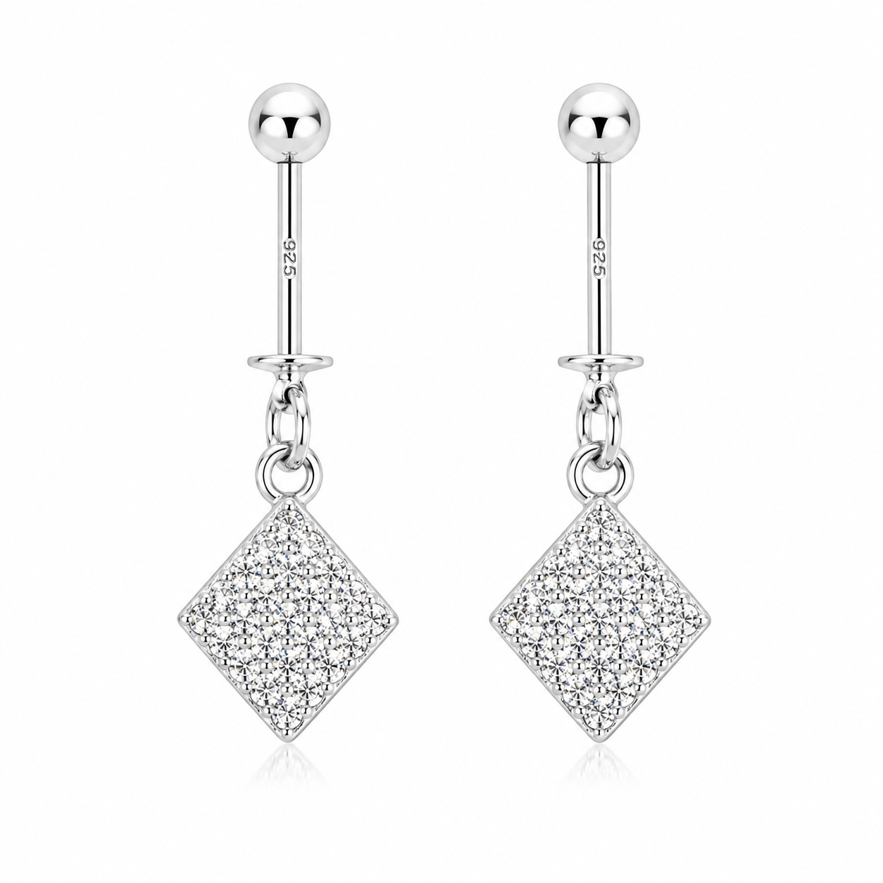 Pavé Rhombus Helix Drop Earring