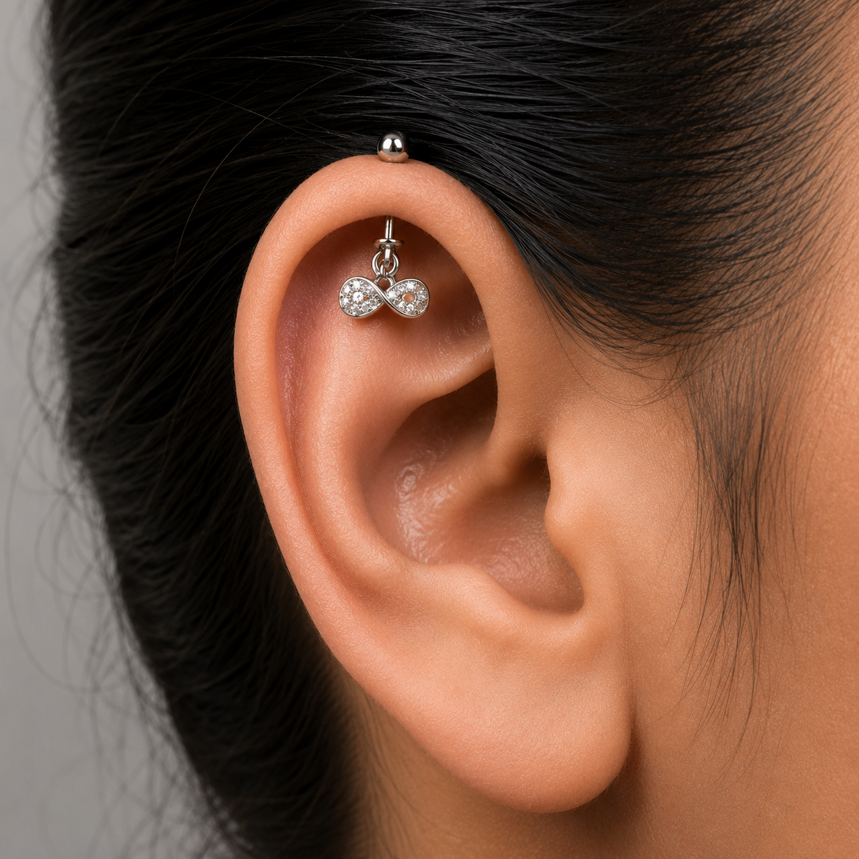 Pavé Infinity Helix Drop Earring