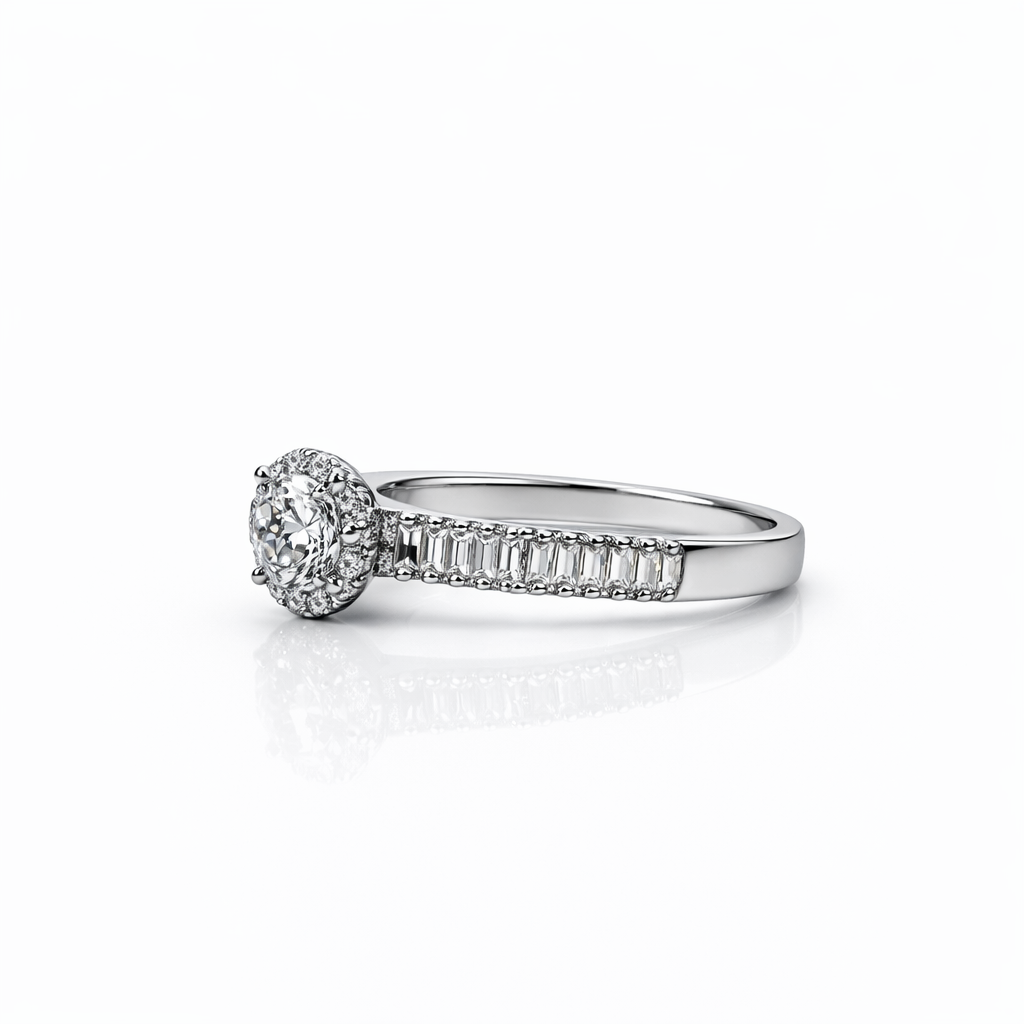 Radiant Halo Solitaire Ring Set