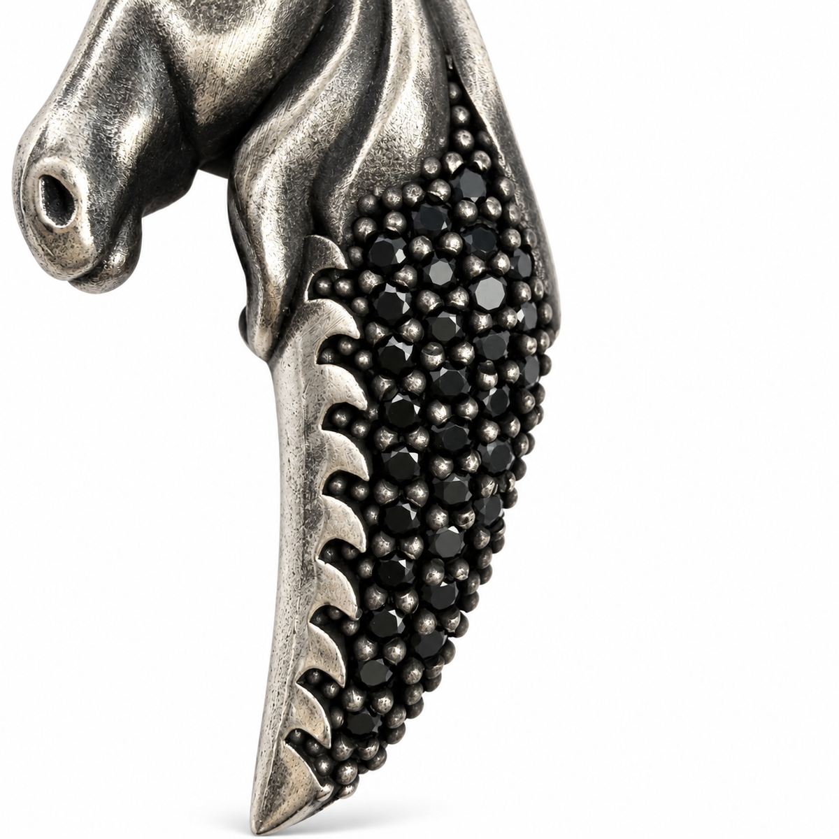 Stallion Head Pendant with Black Stones