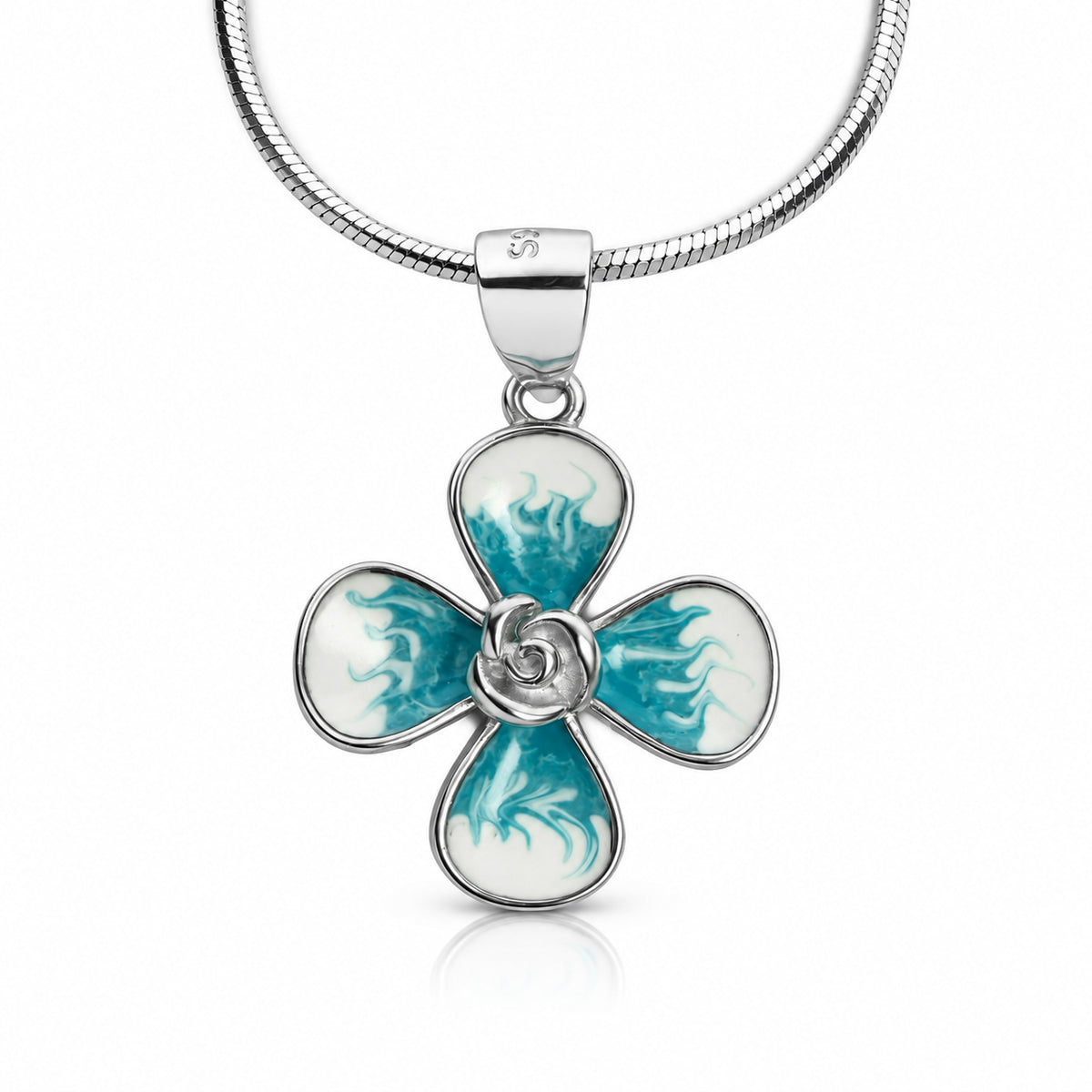 Turquoise Enamel Flower Necklace
