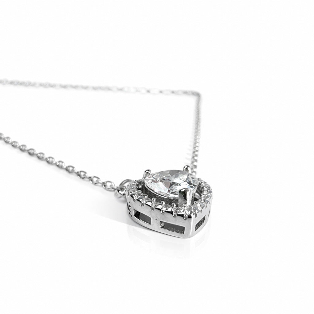 Heart Sparkle Silver Pendant Necklace