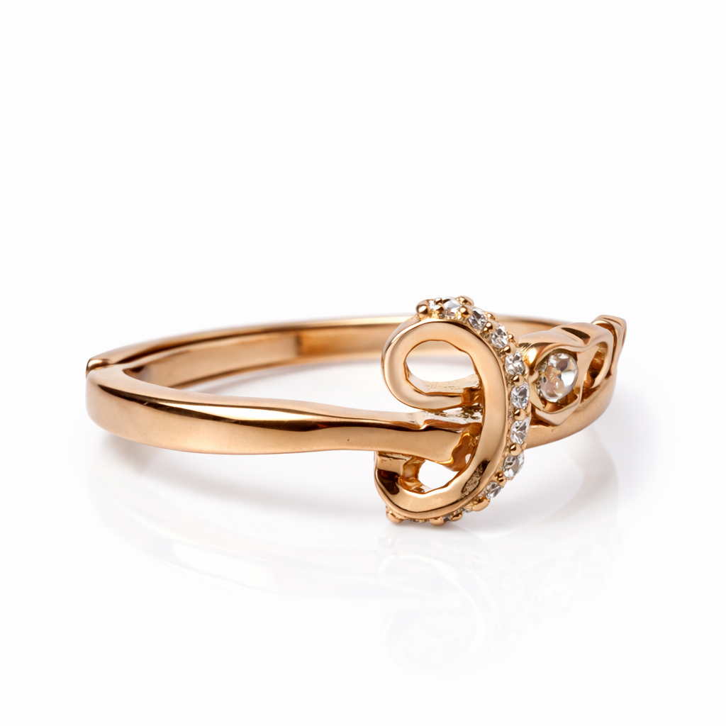 Rose Gold Love Adjustable Silver Ring