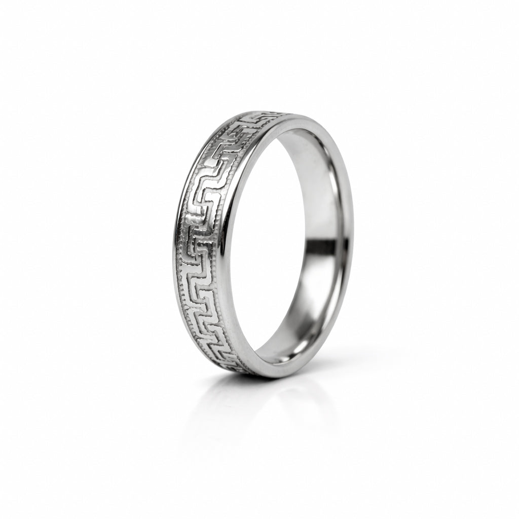 Men’s Classic Patterned Silver Band Ring