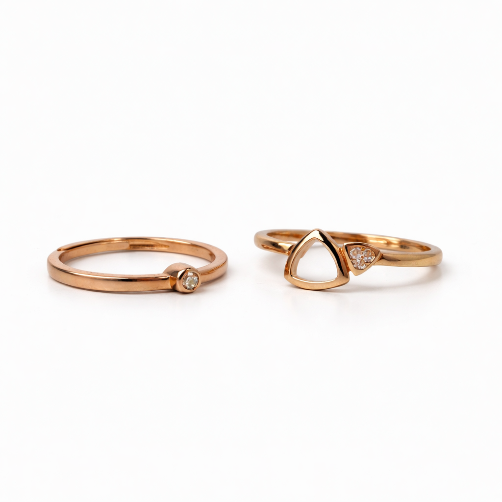 Elegant Adjustable Solitaire Rose Gold Plated Silver Ring