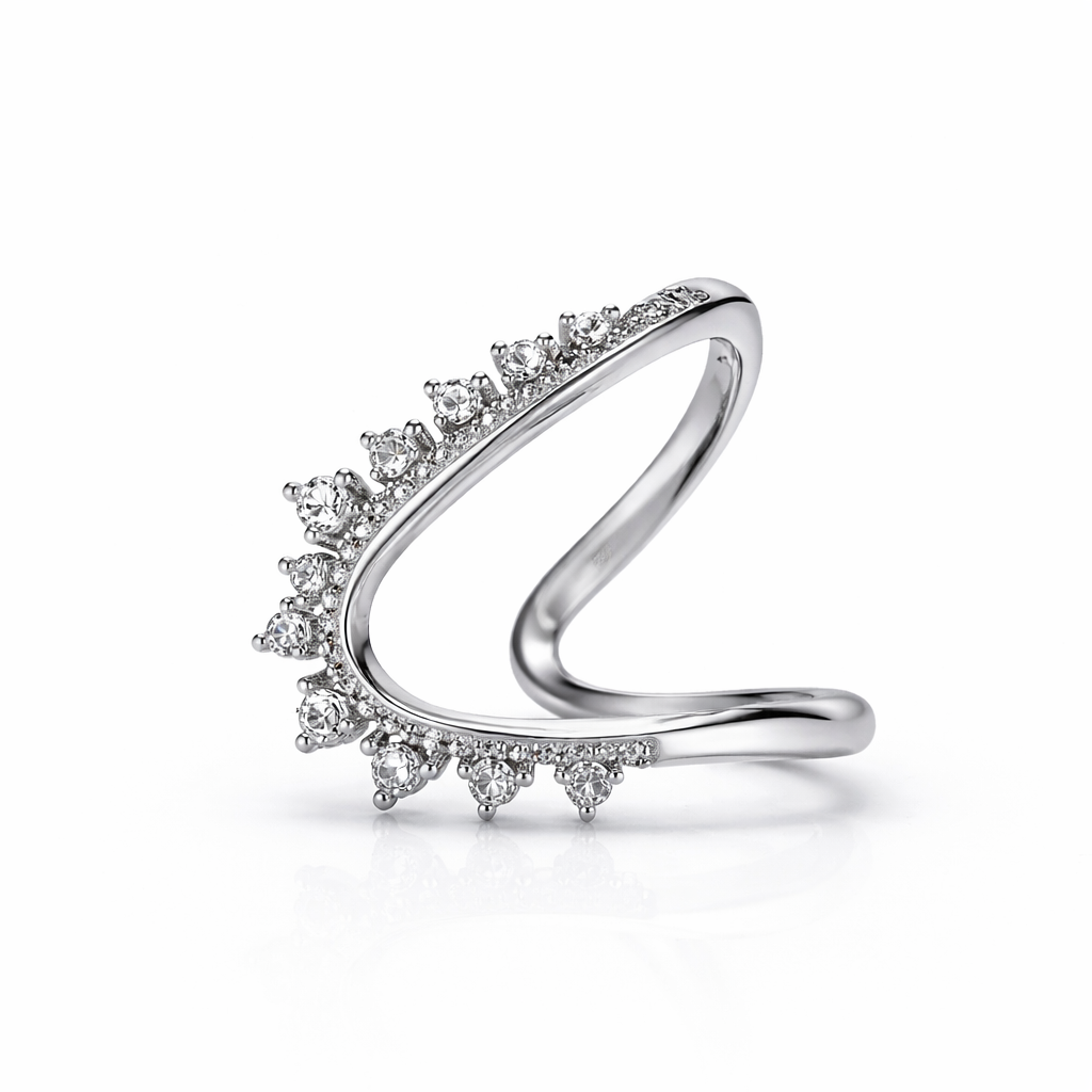 Wave Crest Silver Ring with High-Grade Stones