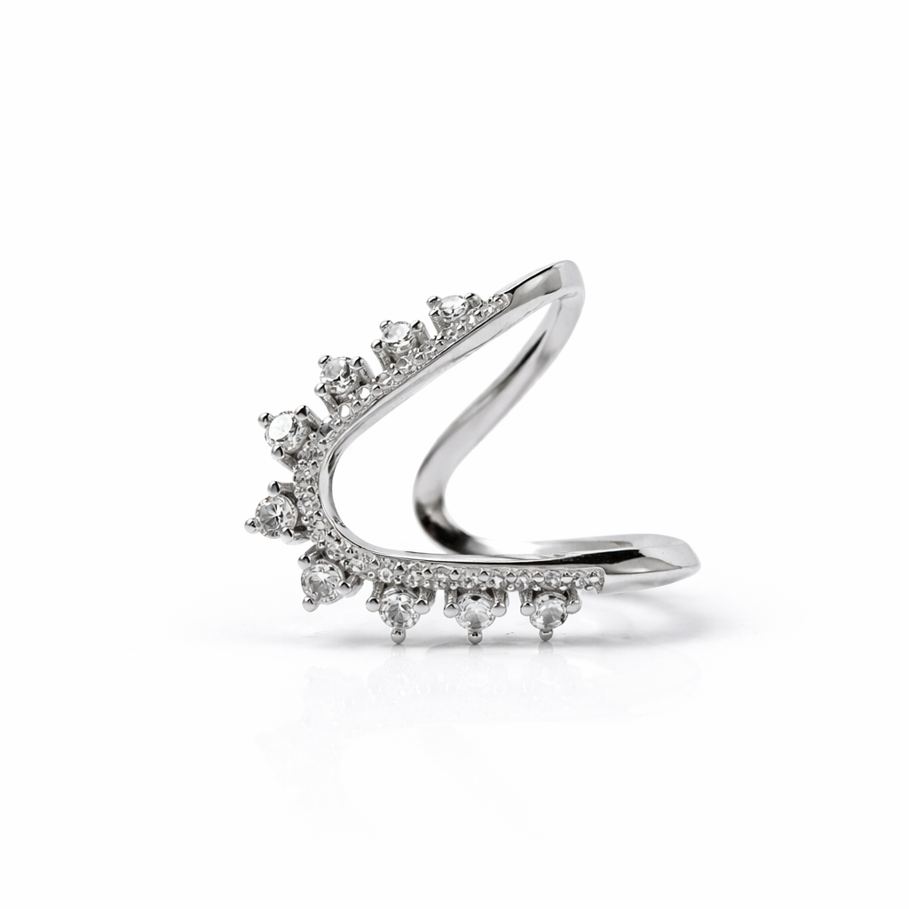 Wave Crest Silver Ring with High-Grade Stones