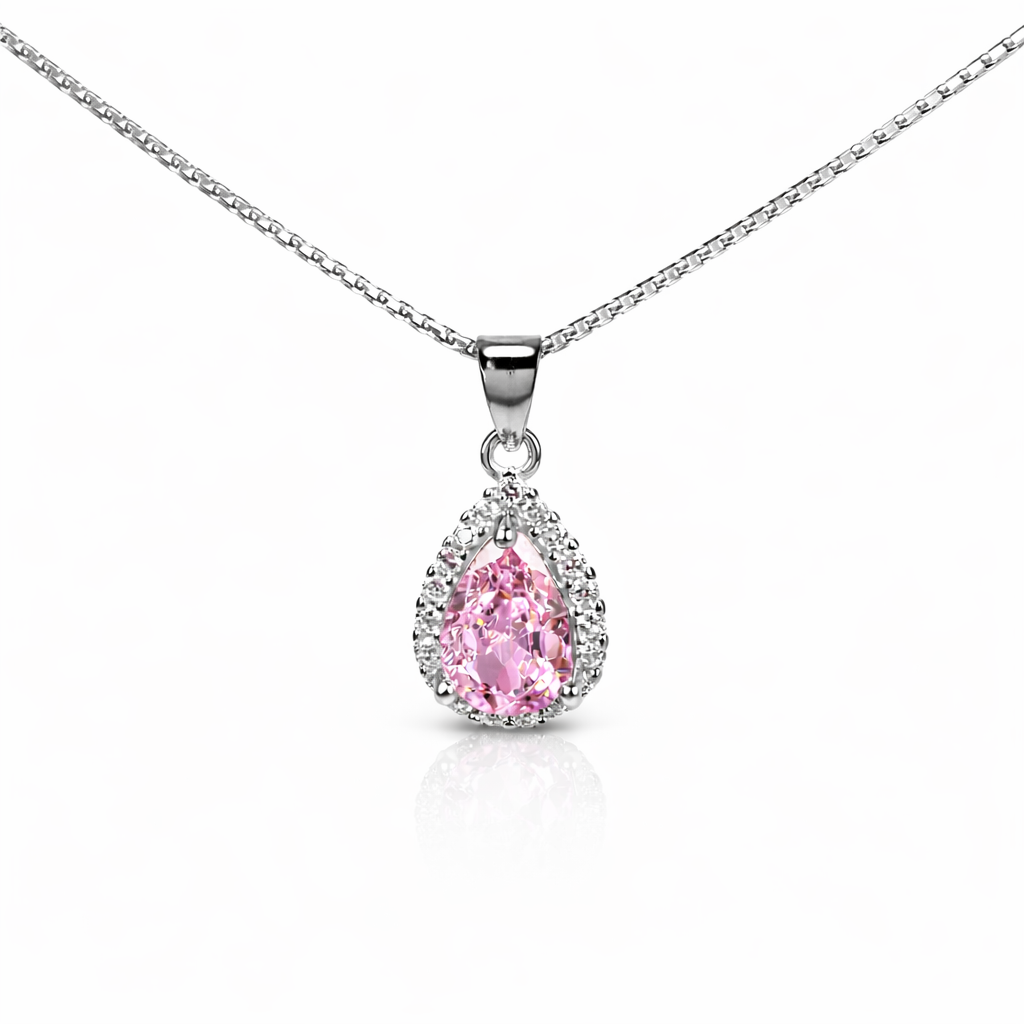 Pink Teardrop Pendant Set