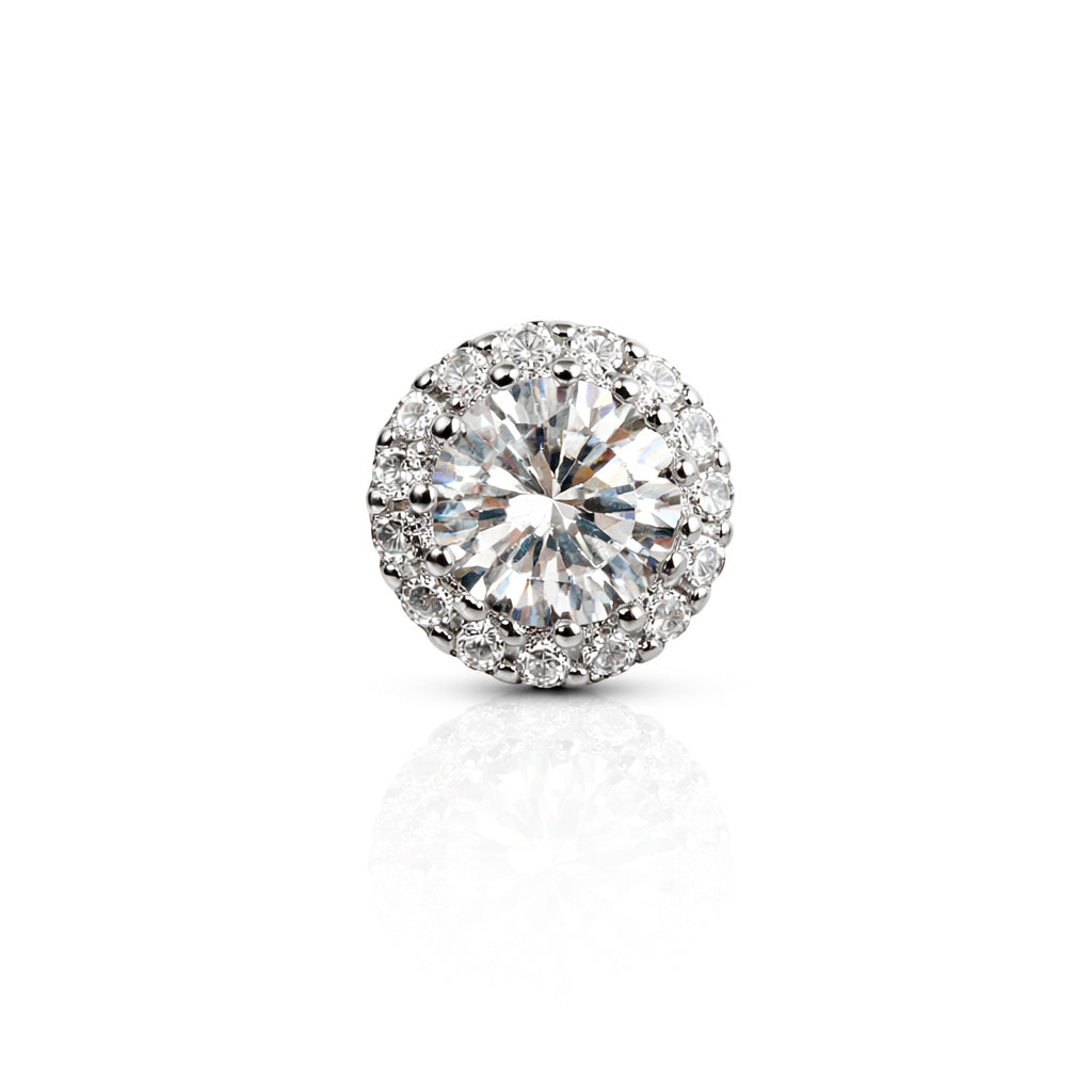 Classic Halo Sparkle Silver Stud Earrings