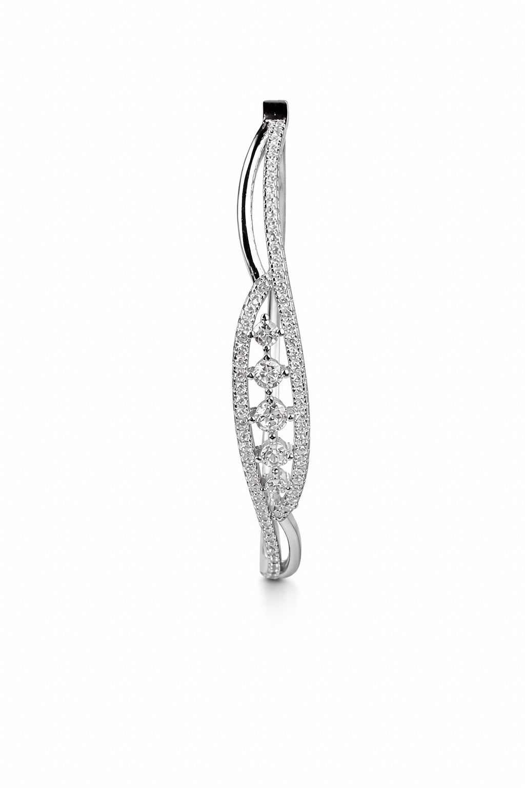 Elegant Marquise Leaf Diamond-Style Silver Bracelet