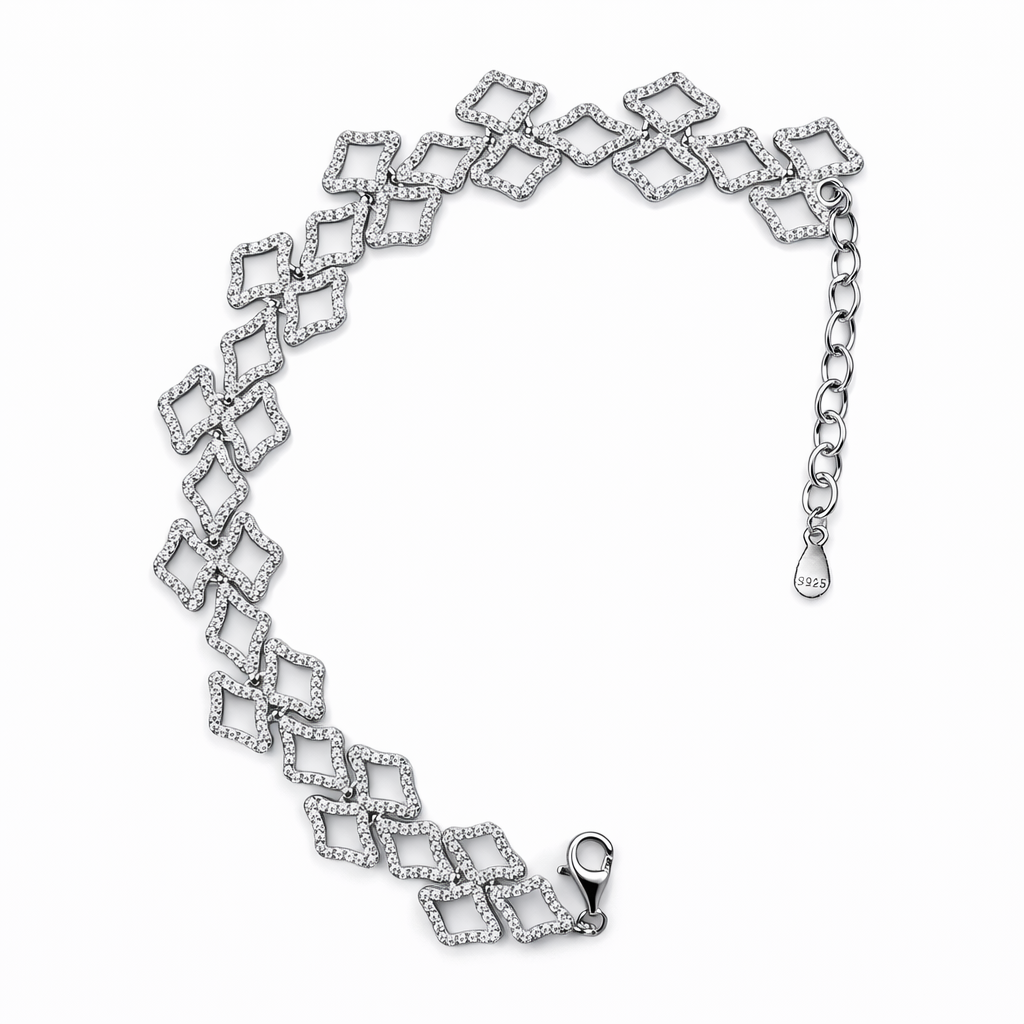 Lattice Bloom Silver Bracelet