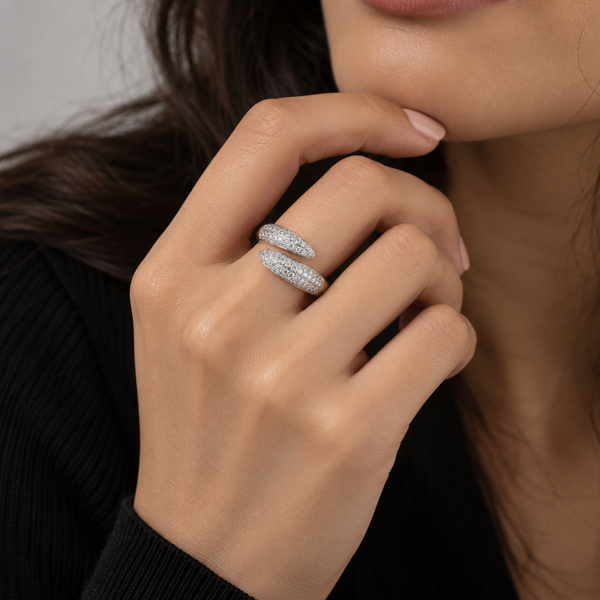 Pavé Bypass Wrap Ring
