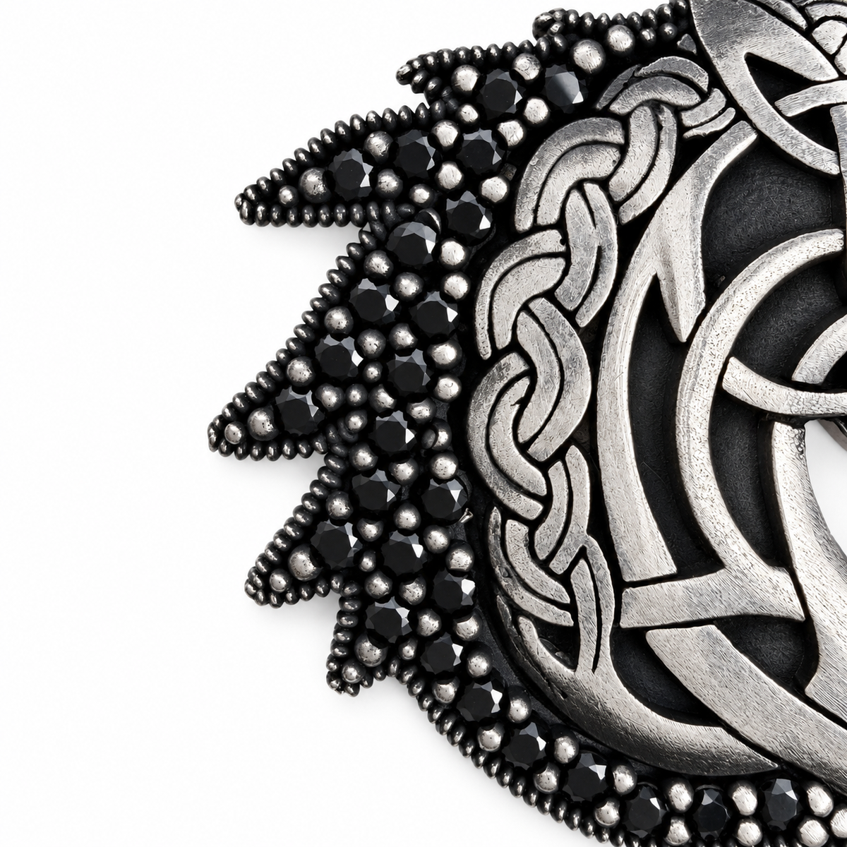 Celtic Horse Pendant with Black Stones