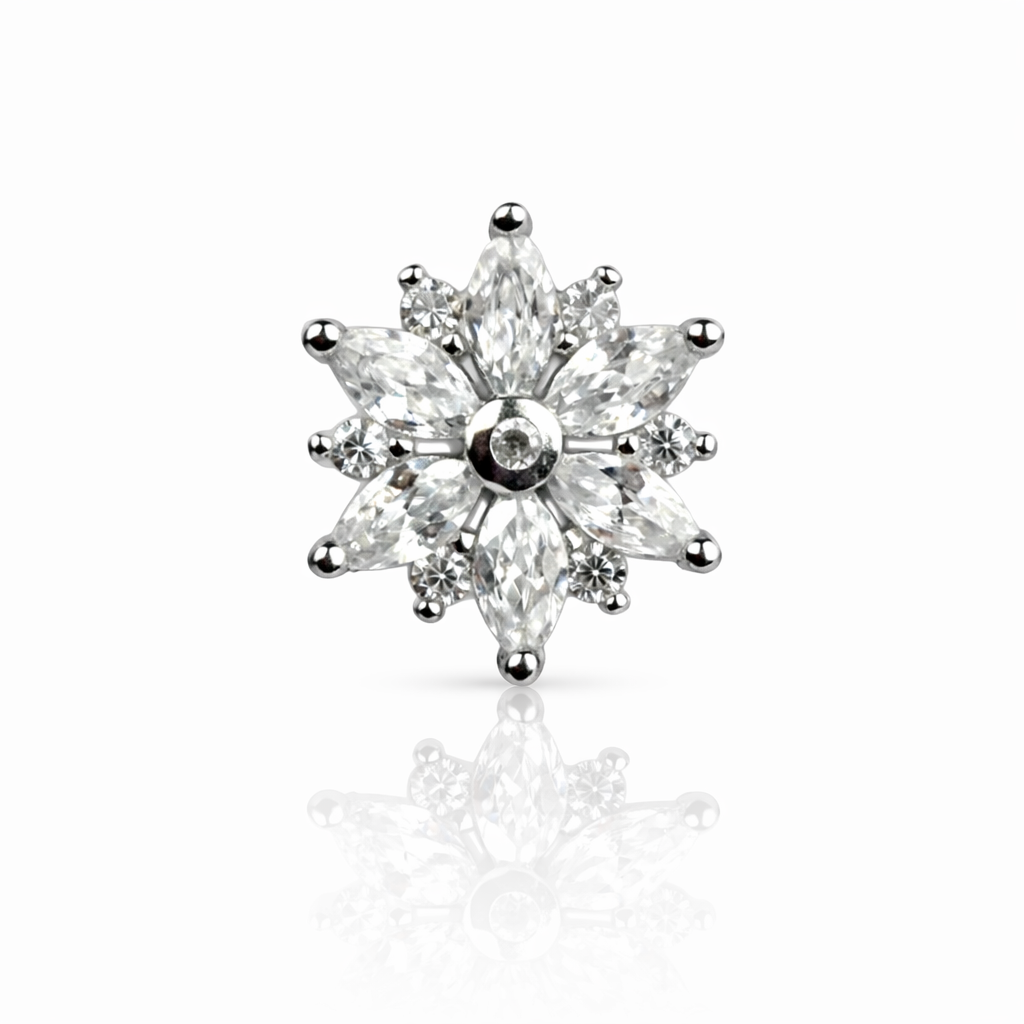 Floral Sparkle Silver Stud Earrings