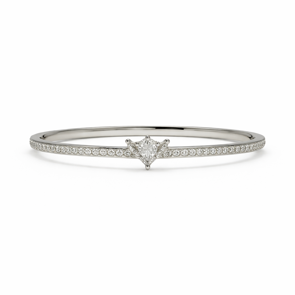 Classic Solitaire Diamond Silver Bracelet