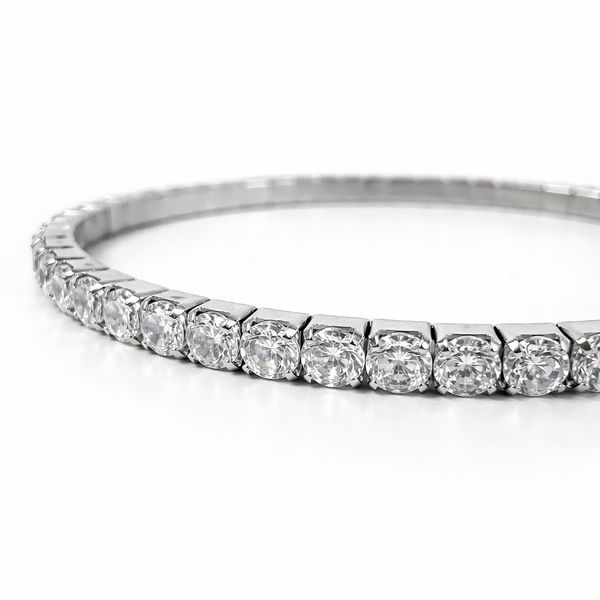 Classic Stretchable Tennis Silver Bracelet