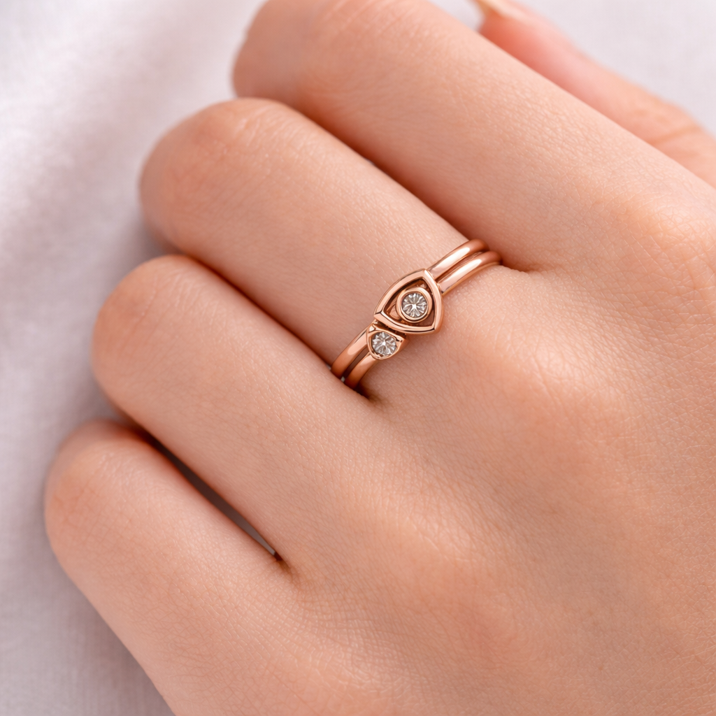 Elegant Adjustable Solitaire Rose Gold Plated Silver Ring