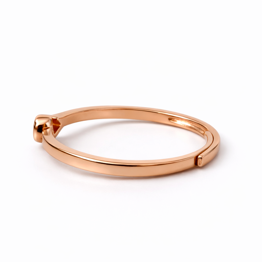 Elegant Adjustable Solitaire Rose Gold Plated Silver Ring