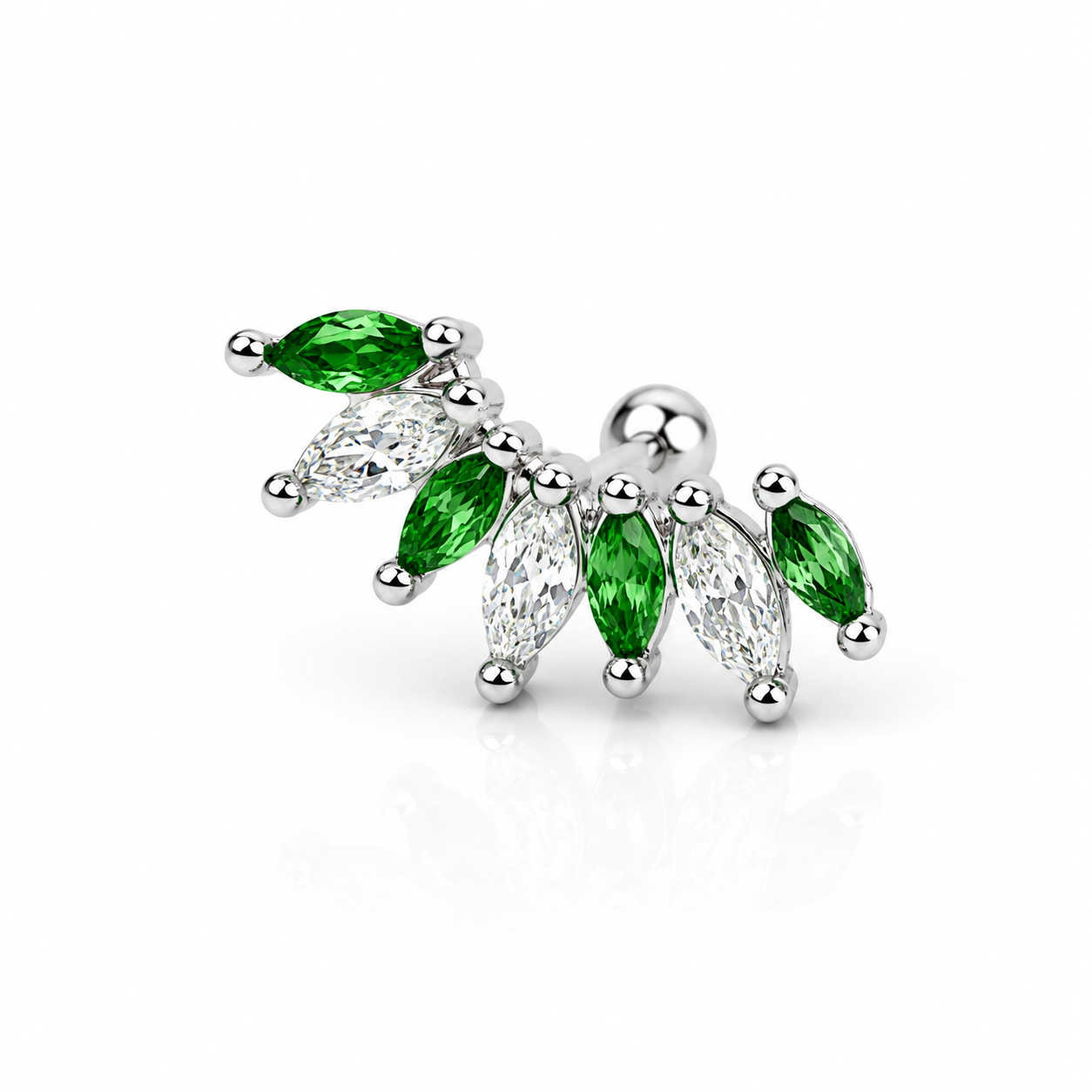 Green Leaf Ear Climber Earrings