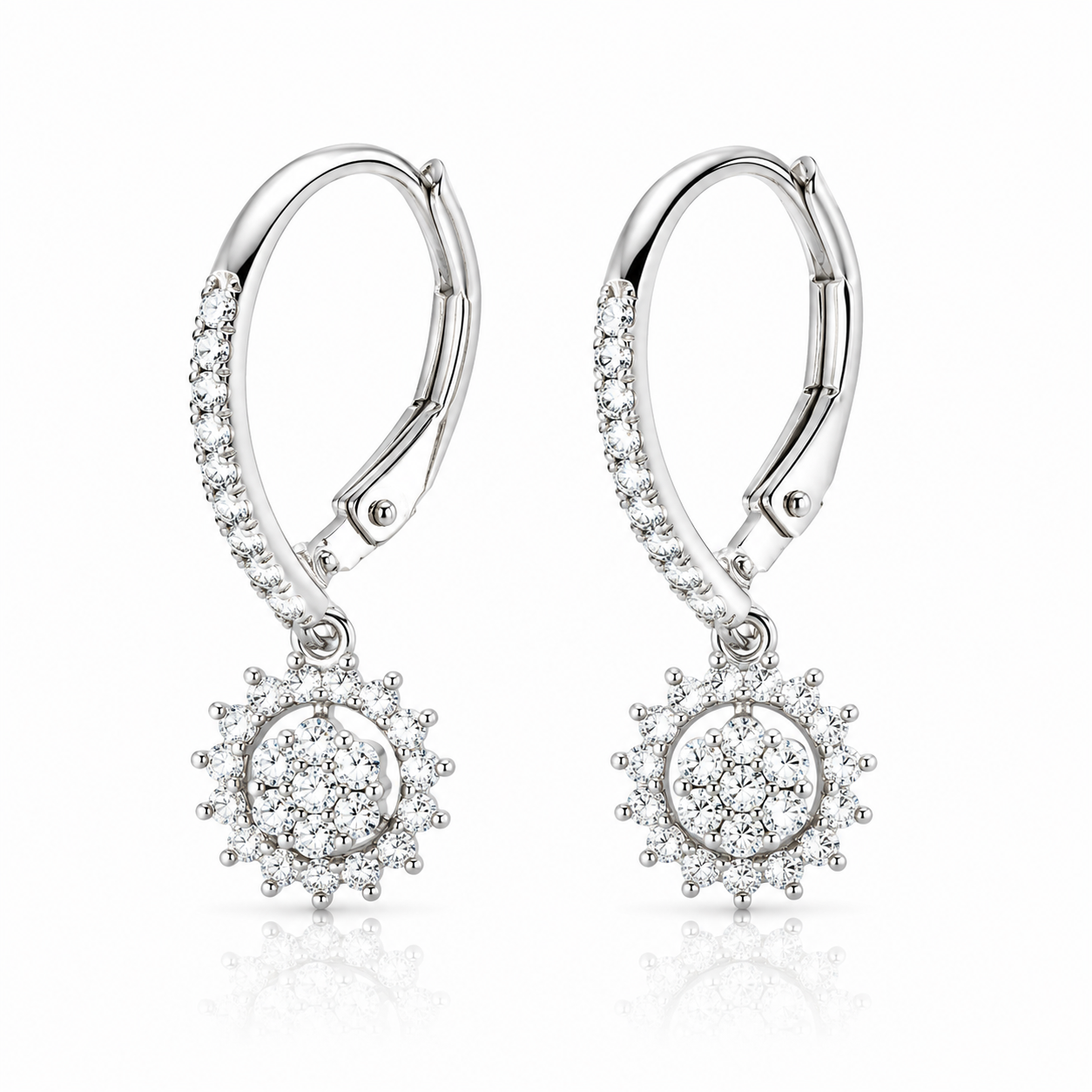 Sunburst Halo Drop Earrings