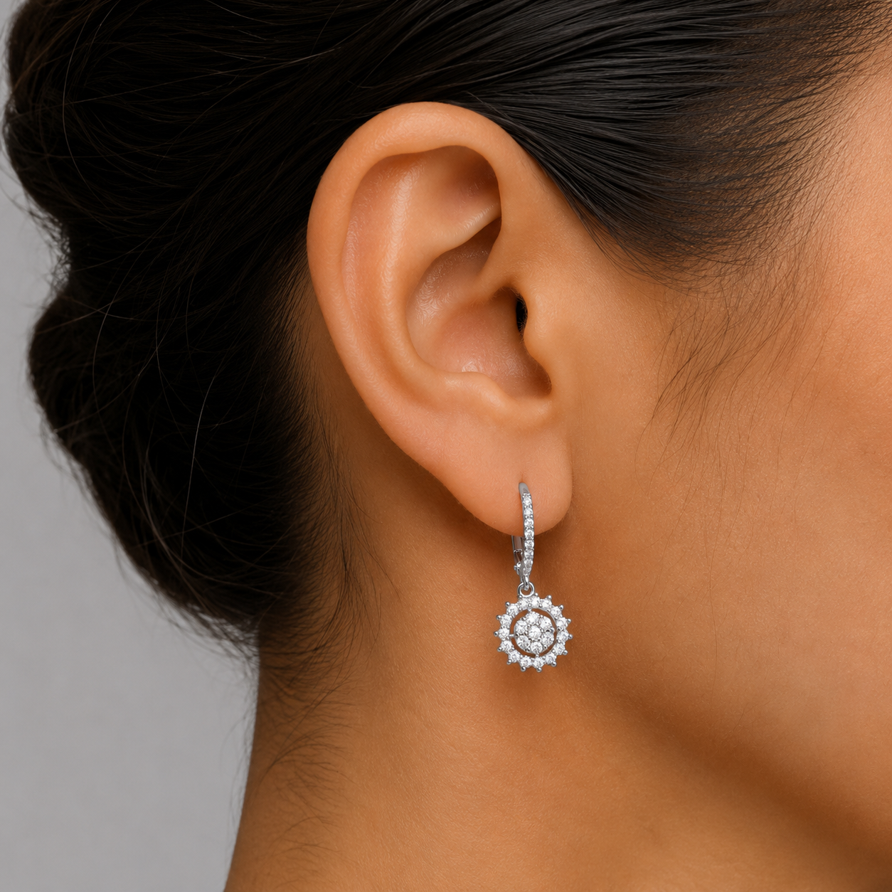 Floral Halo Drop Earrings