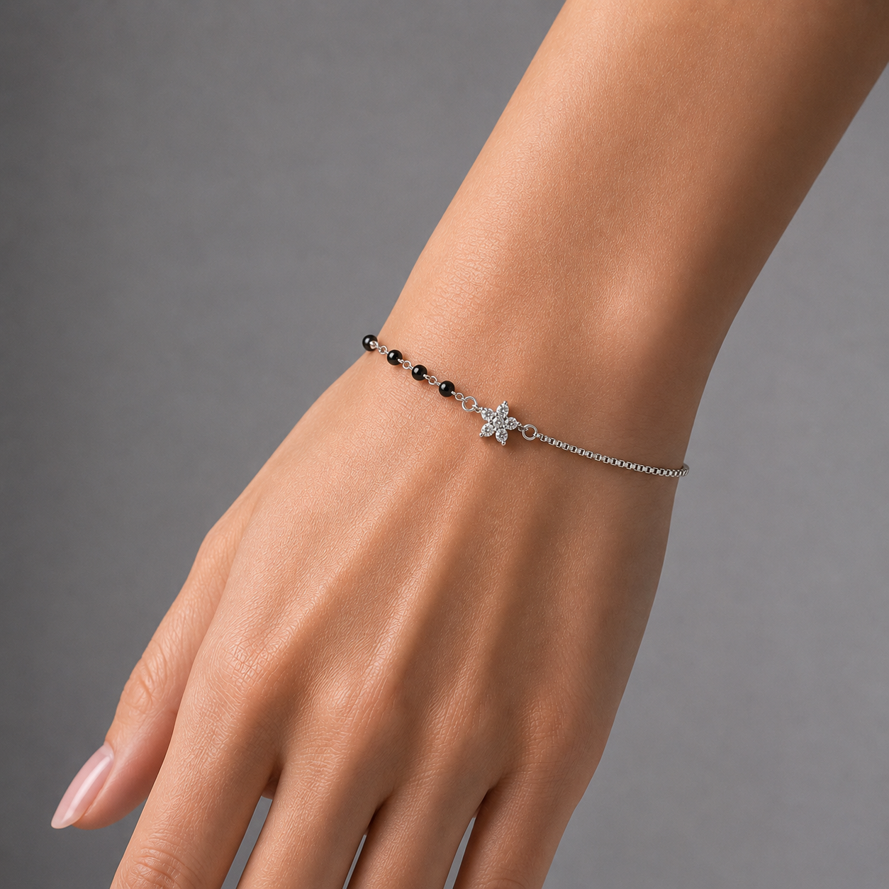 Floral Sparkle Silver Bracelet