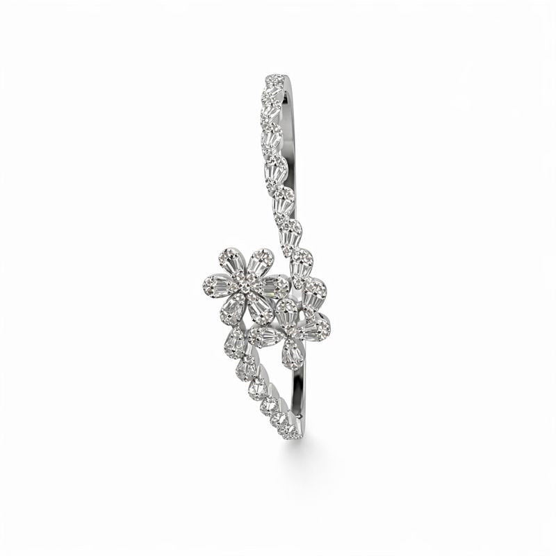 Floral Sparkle Diamond-Style Bangle Bracelet