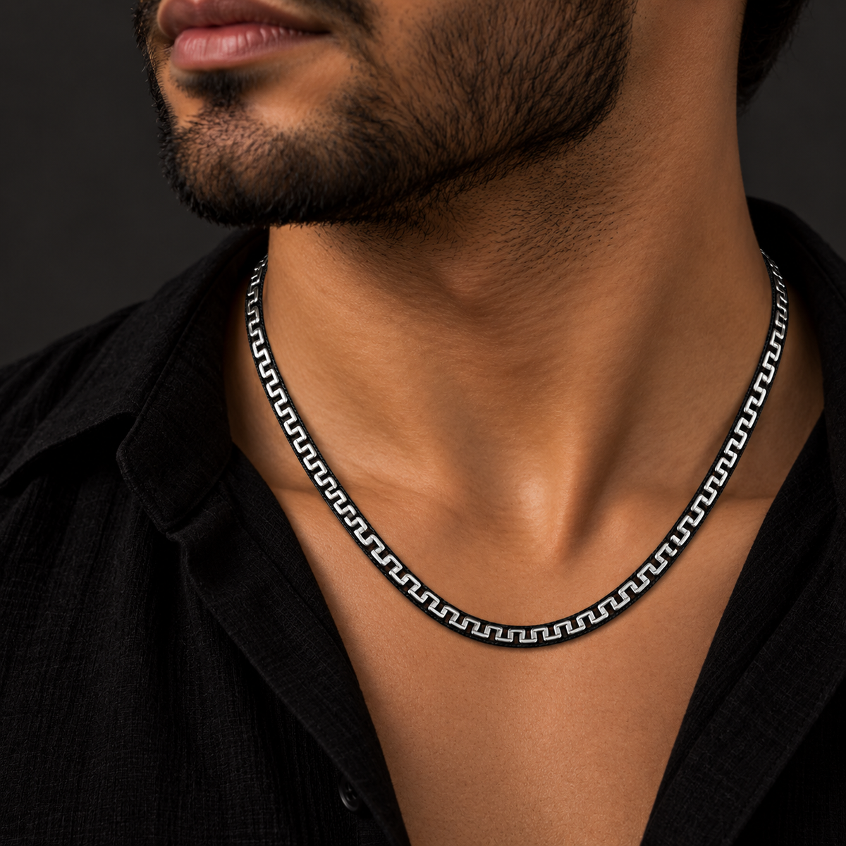 Greek Key Slim Flat Chain