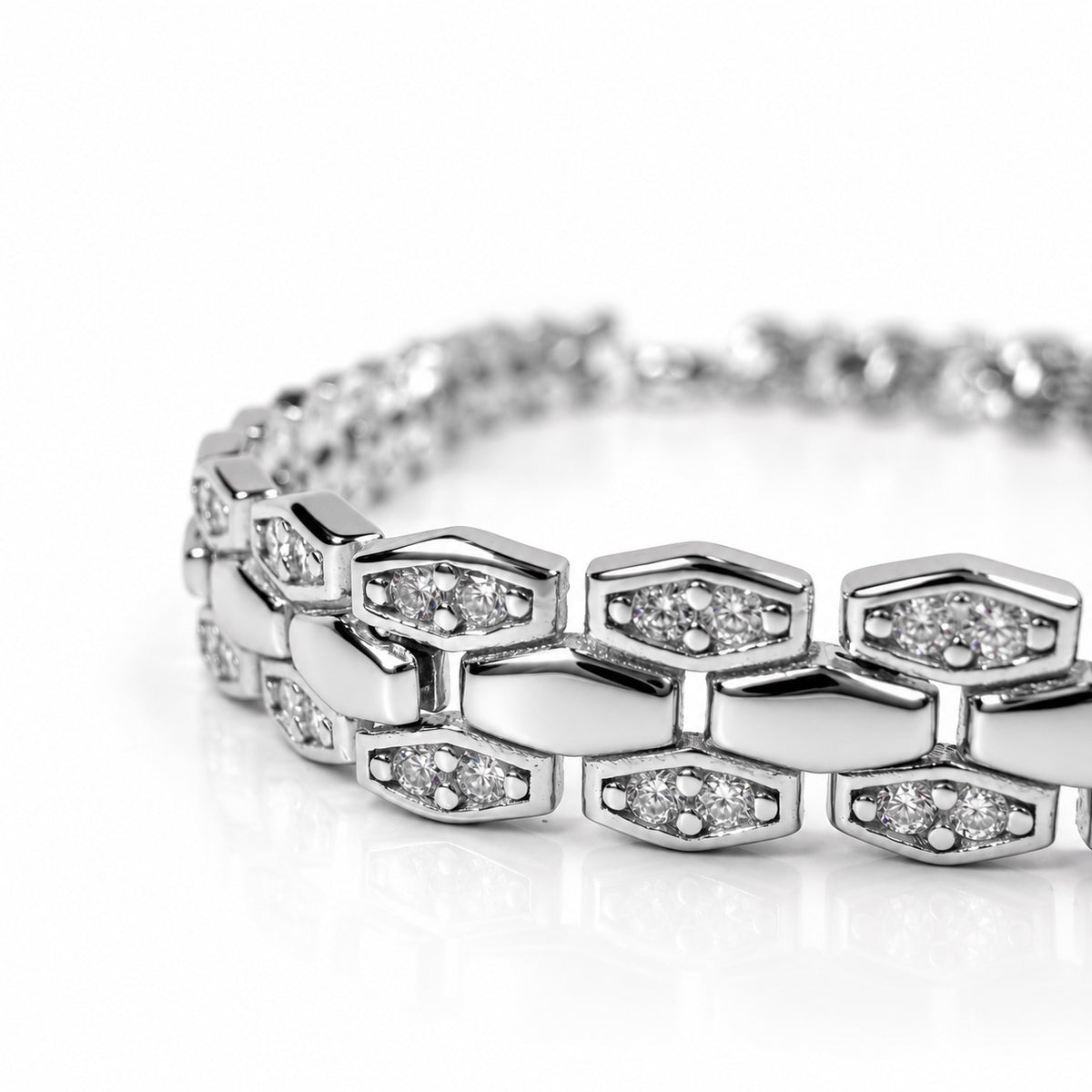 Hexagon Link Stone Bracelet