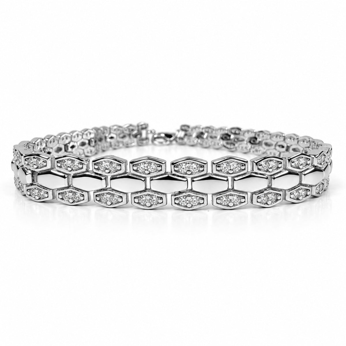 Hexagon Link Stone Bracelet