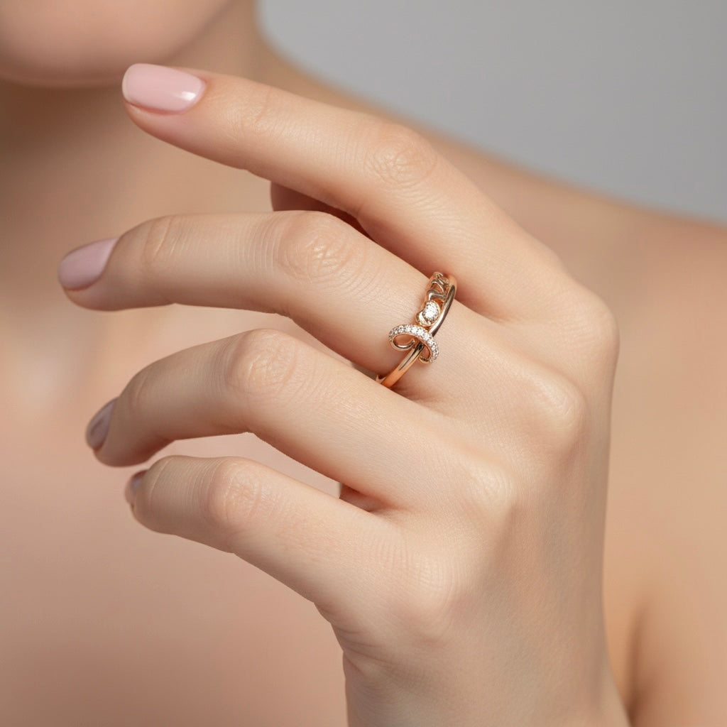 Rose Gold Love Adjustable Silver Ring