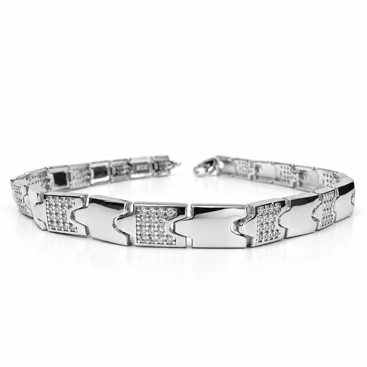 Interlocking Link Stone Bracelet