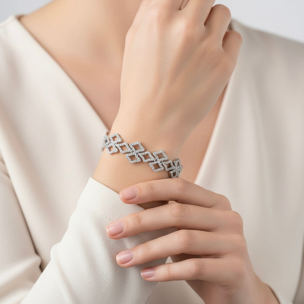 Lattice Bloom Silver Bracelet