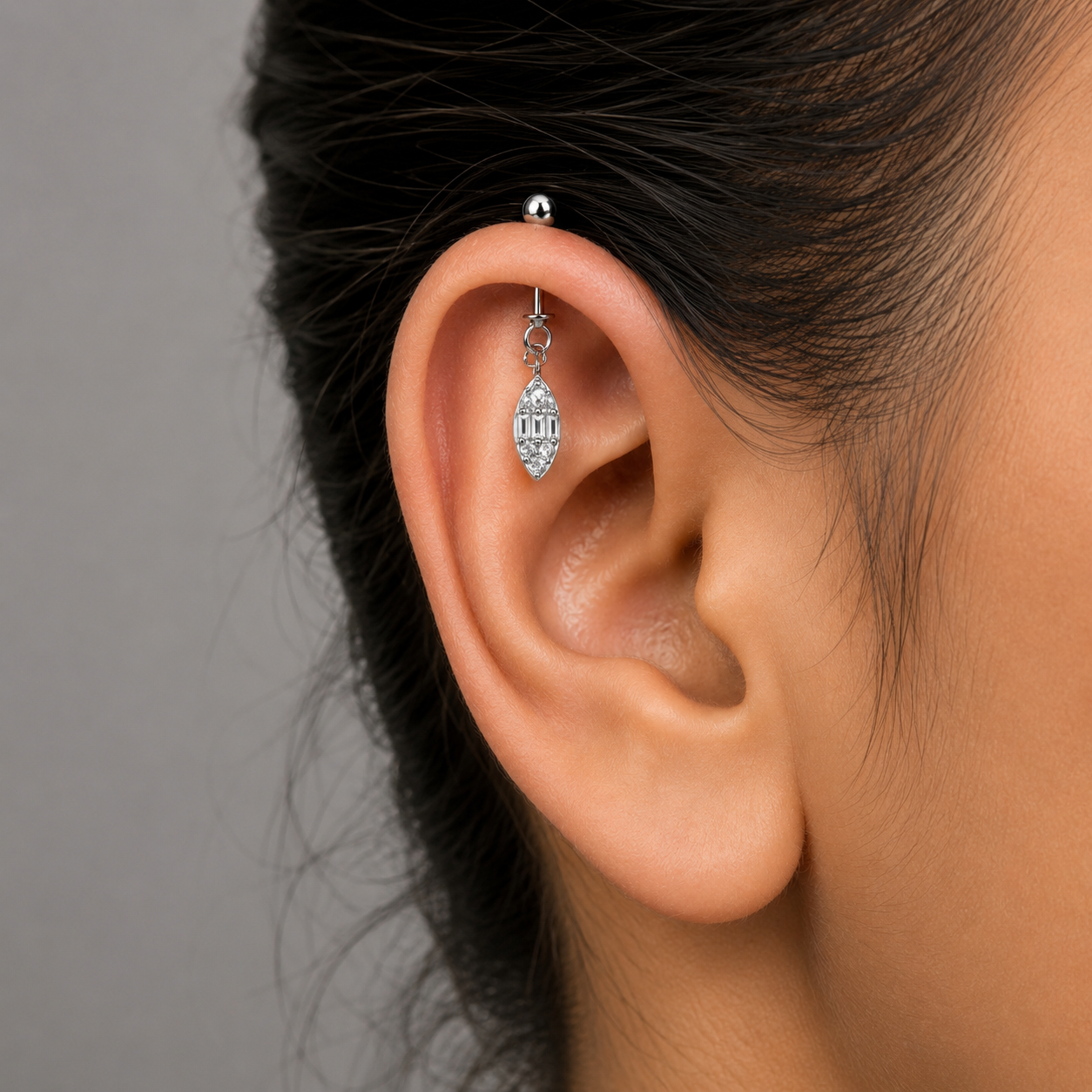 Marquise Baguette Helix Drop Earring
