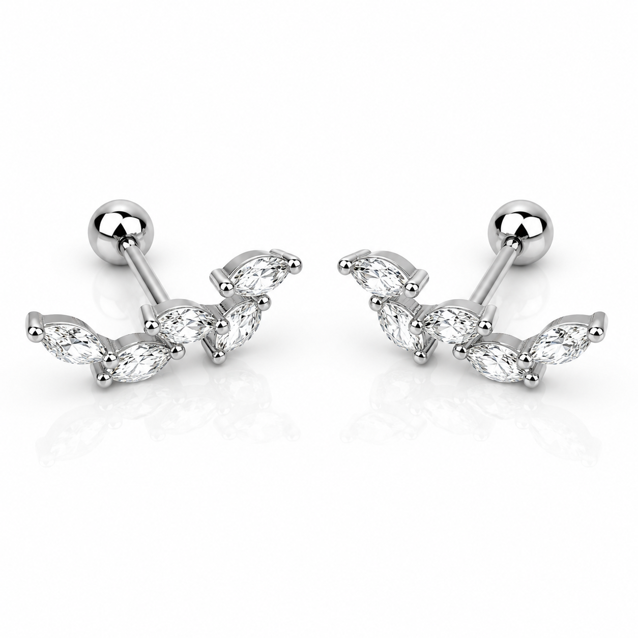 Marquise Leaf Climber Earrings